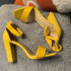 Yellow Suede Ankle Strap Heel